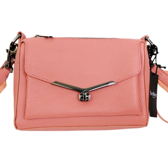 Botkier Blush Pink Valentina Pebble Leather Turnlock Small Crossbody Bag NWT - Picture 3 of 11